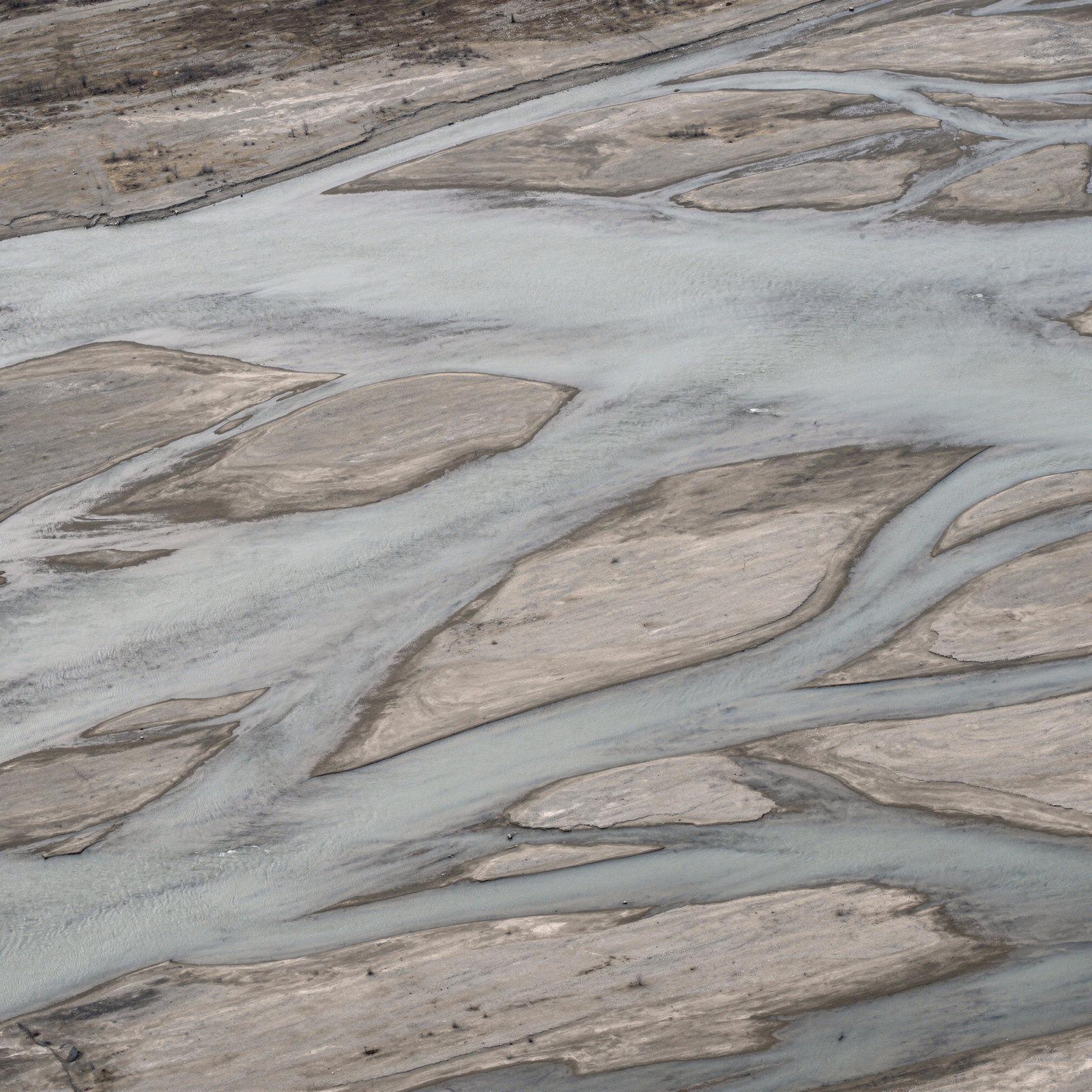 Aerial view of a braided river
